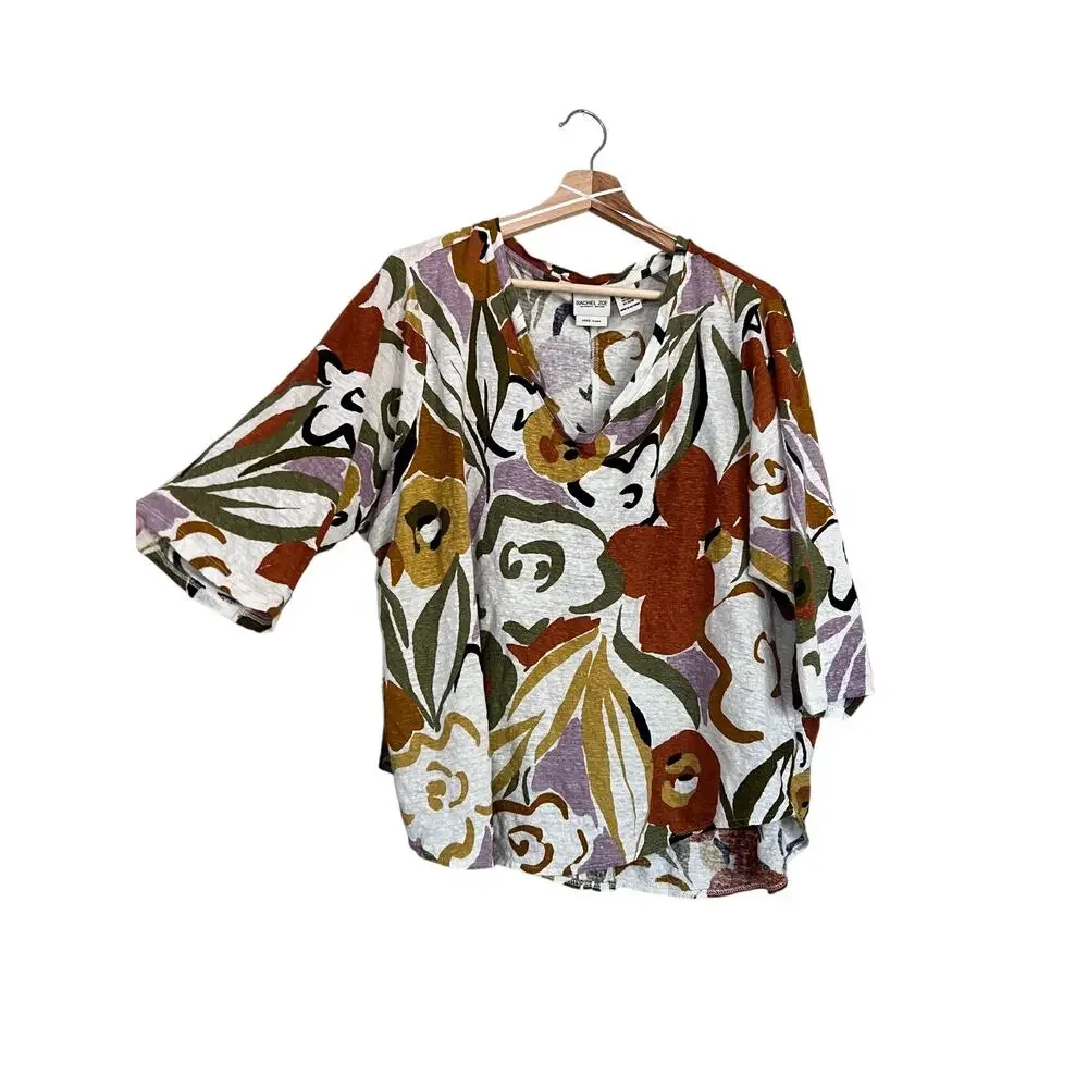 Rachel Zoe 100% Linen Floral Top - Summer Style 3XL - Picture 1 of 4